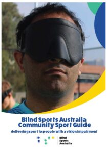 Cover page of Community Sport Resource, featuring a photo Amir Abdi with eyeshades on